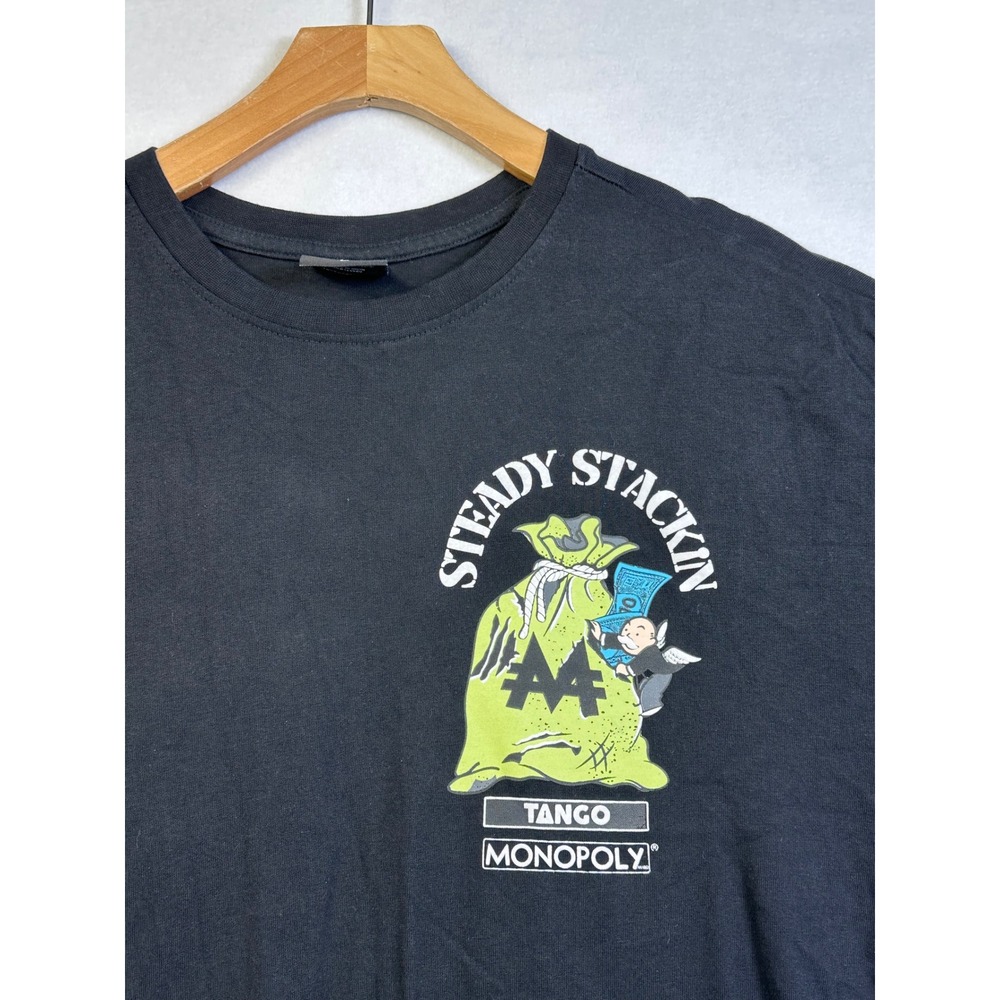 Tango Hotel Monopoly Bag Boyz Steady Stackin Black Graphic T-Shirt Large